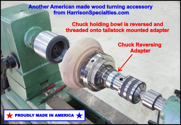 Live Center Tailstock Chuck For Woodturning Lathe with Chuck Reversing Adaptor