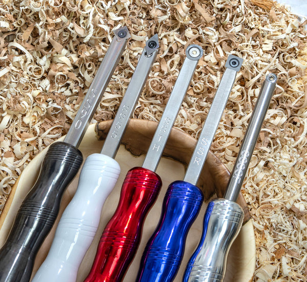 5 Woodturning Tools with 5 Handles - Simple Start Size - 12" Overall Length