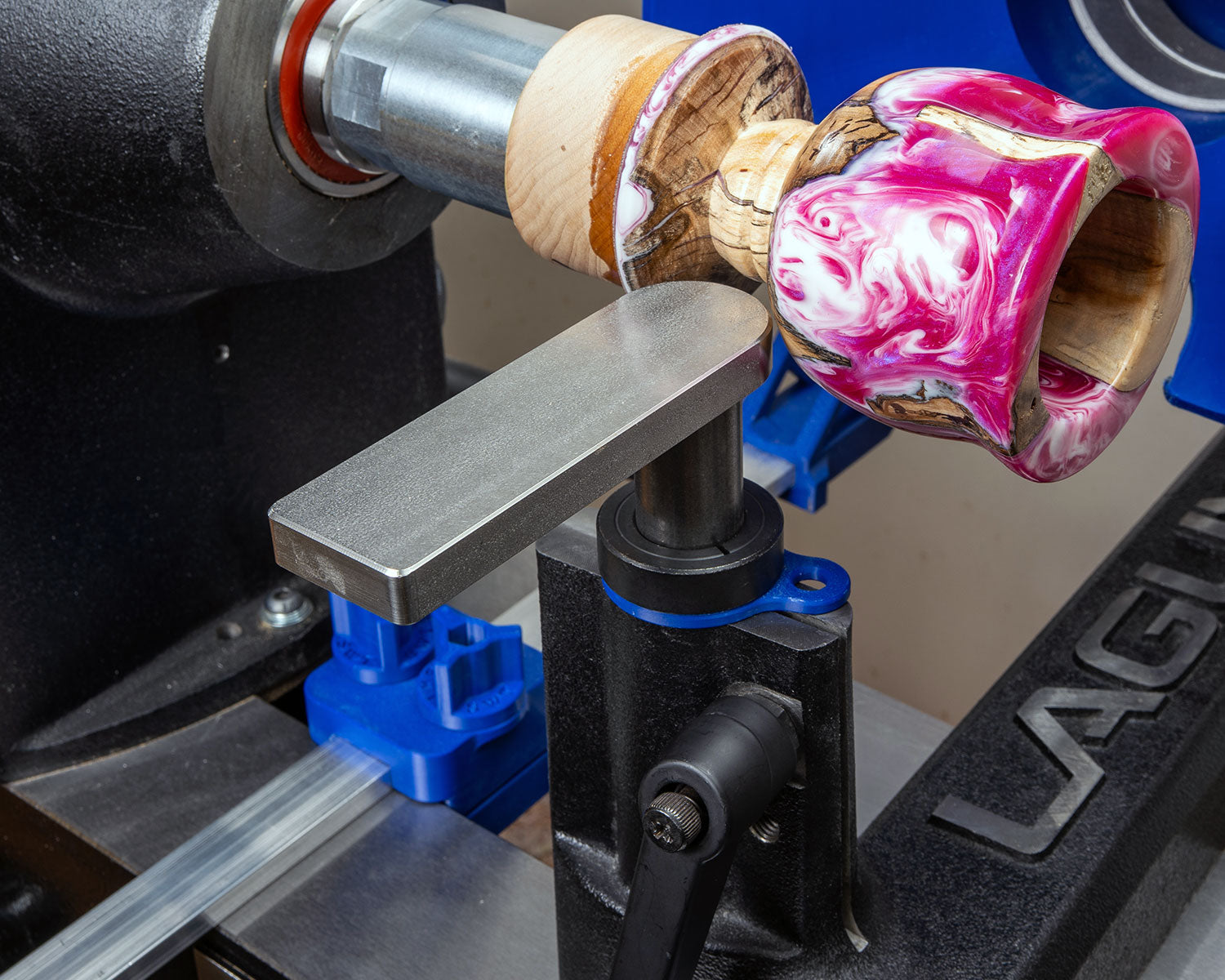 Scraper Tool Rest Platform with Post and Clamping Collar for Woodturning Lathe