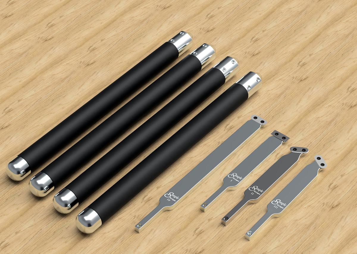 Scraper Handle Kit Scraper 4 Tool Set - Carbide Bowl Gouges | Simple Woodturning Tools