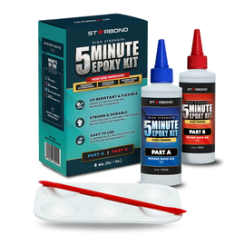 Starbond 5 Minute Epoxy Flexible-Toughened, UV-Protection Technology, Enhanced Durability Convenient Mixing Tools 2,600 lb Shear Strength, Quick Cure for Wood, Metal, 8 oz