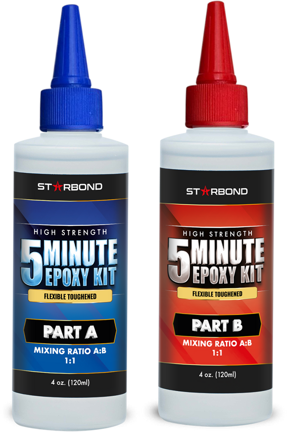Starbond 5 Minute Epoxy Flexible-Toughened, UV-Protection Technology, Enhanced Durability Convenient Mixing Tools 2,600 lb Shear Strength, Quick Cure for Wood, Metal, 8 oz