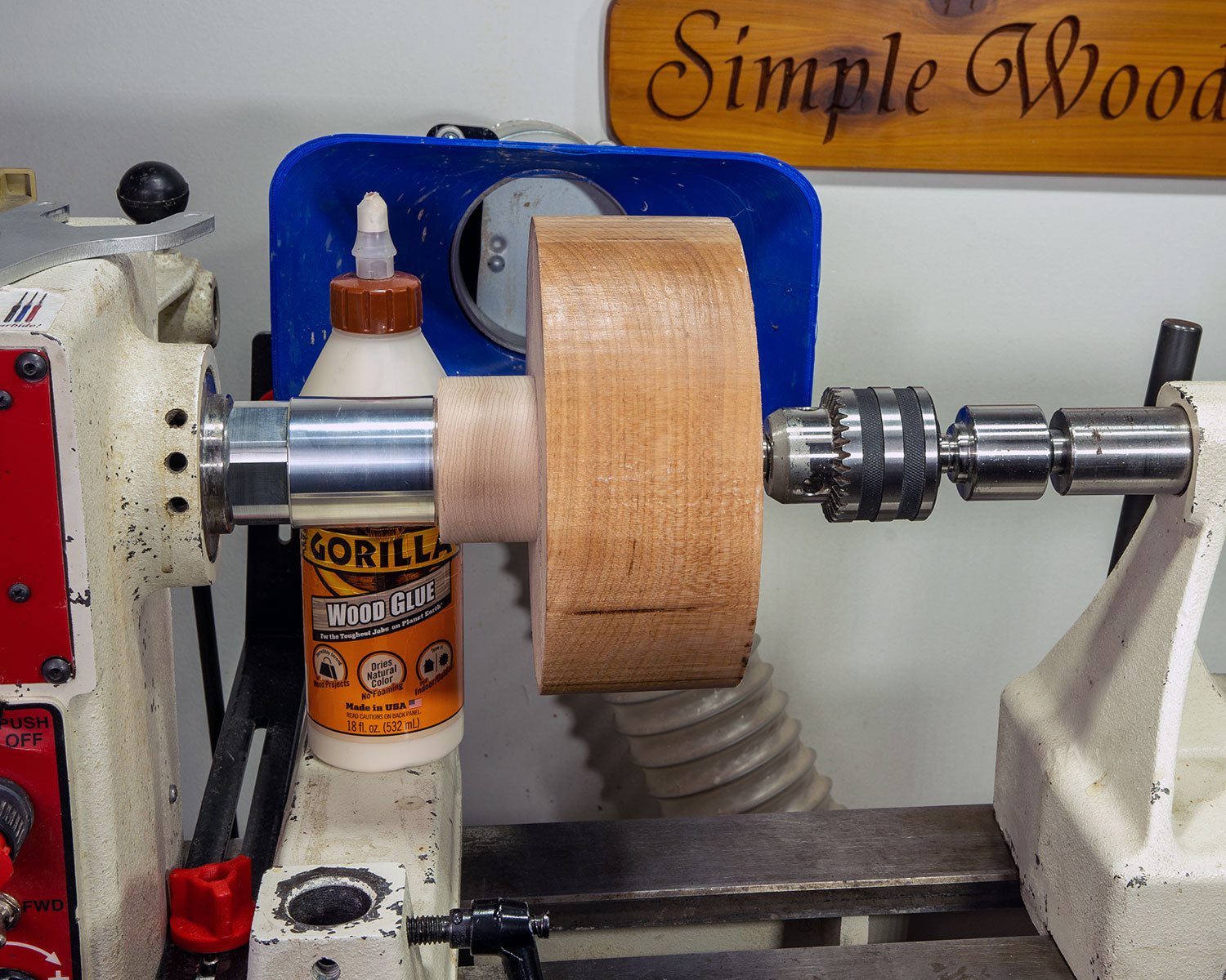 TURNERS BUNDLE - Kiln Dried Wood Turning Blank Plus Glue Hub, Waste Block and Wrench