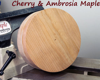 Round Wood Turning Blank, Ambrosia Maple & Cherry, 8" x 3"