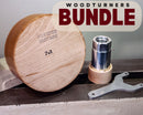 TURNERS BUNDLE - Kiln Dried Wood Turning Blank Plus Glue Hub, Waste Block and Wrench-1