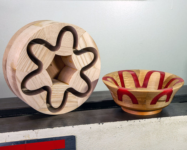 Segmented Wood Bowl Turning Blank with Groove for Resin Inlay, 6.5" x 3"