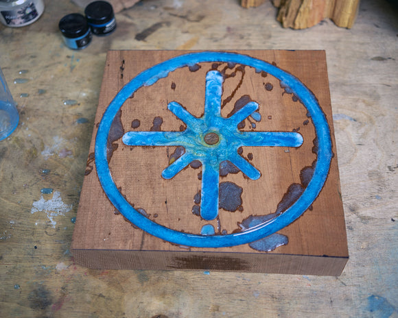 Platter Blank for Woodturning with Routered Design for Epoxy Resin, 10.25" x 1.9"