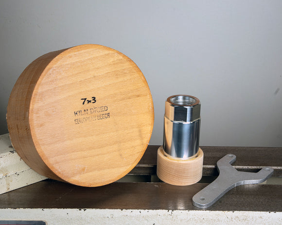 TURNERS BUNDLE - Kiln Dried Wood Turning Blank Plus Glue Hub, Waste Block and Wrench