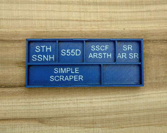 Cutter or Screw Storage Box with Labeled Sections, Full Size Tools
