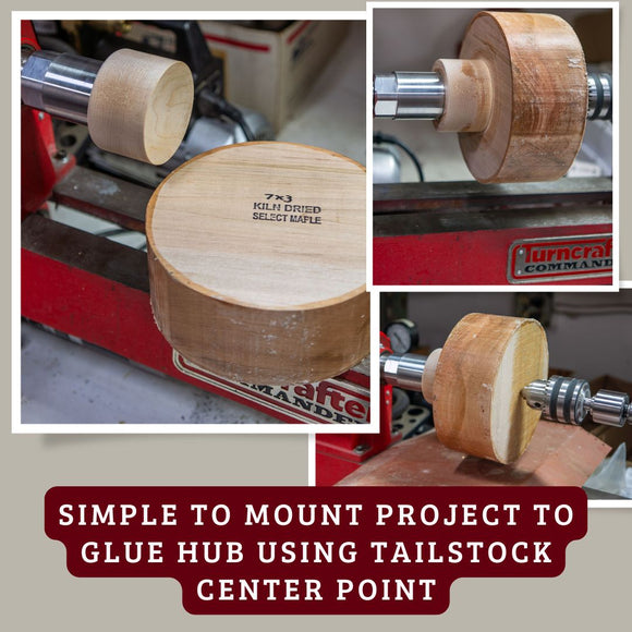 Turners Bundle with Carbide Tool Set, Bowl Blank, Glue Hub and Wrench