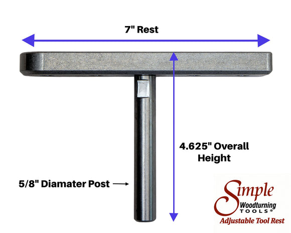 Adjustable Tool Rest with Flat Platform, Post and Clamping Collar for Wood Turning Lathe