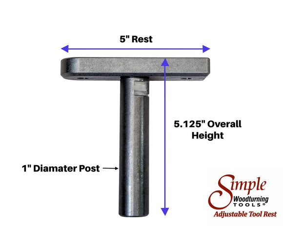 Adjustable Tool Rest with Flat Platform, Post and Clamping Collar for Wood Turning Lathe