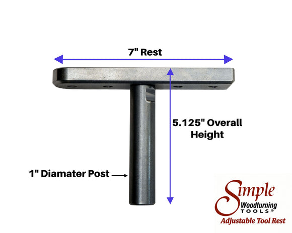 Adjustable Tool Rest with Flat Platform, Post and Clamping Collar for Wood Turning Lathe
