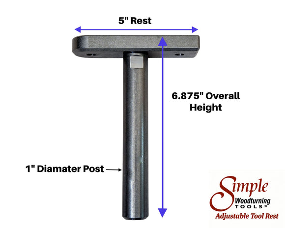 Adjustable Tool Rest with Flat Platform, Post and Clamping Collar for Wood Turning Lathe