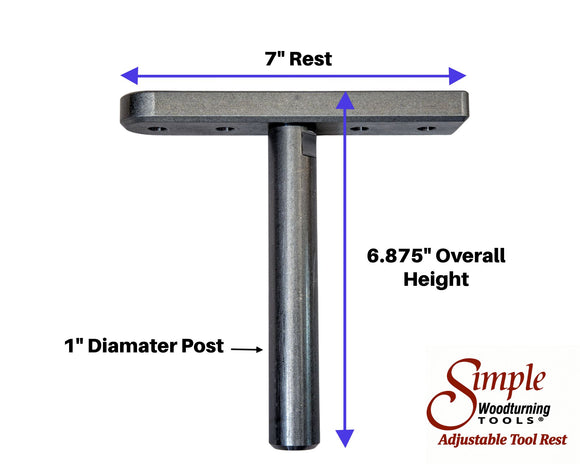 Adjustable Tool Rest with Flat Platform, Post and Clamping Collar for Wood Turning Lathe