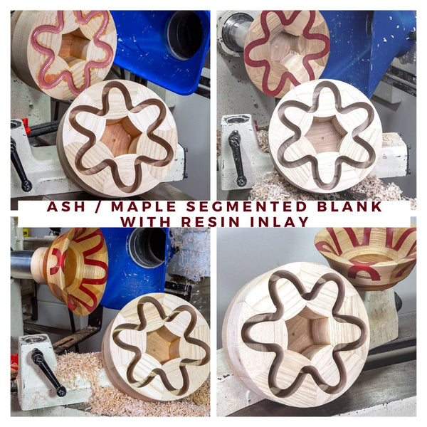 Segmented Wood Bowl Turning Blank with Groove for Resin Inlay, 6.5" x 3"