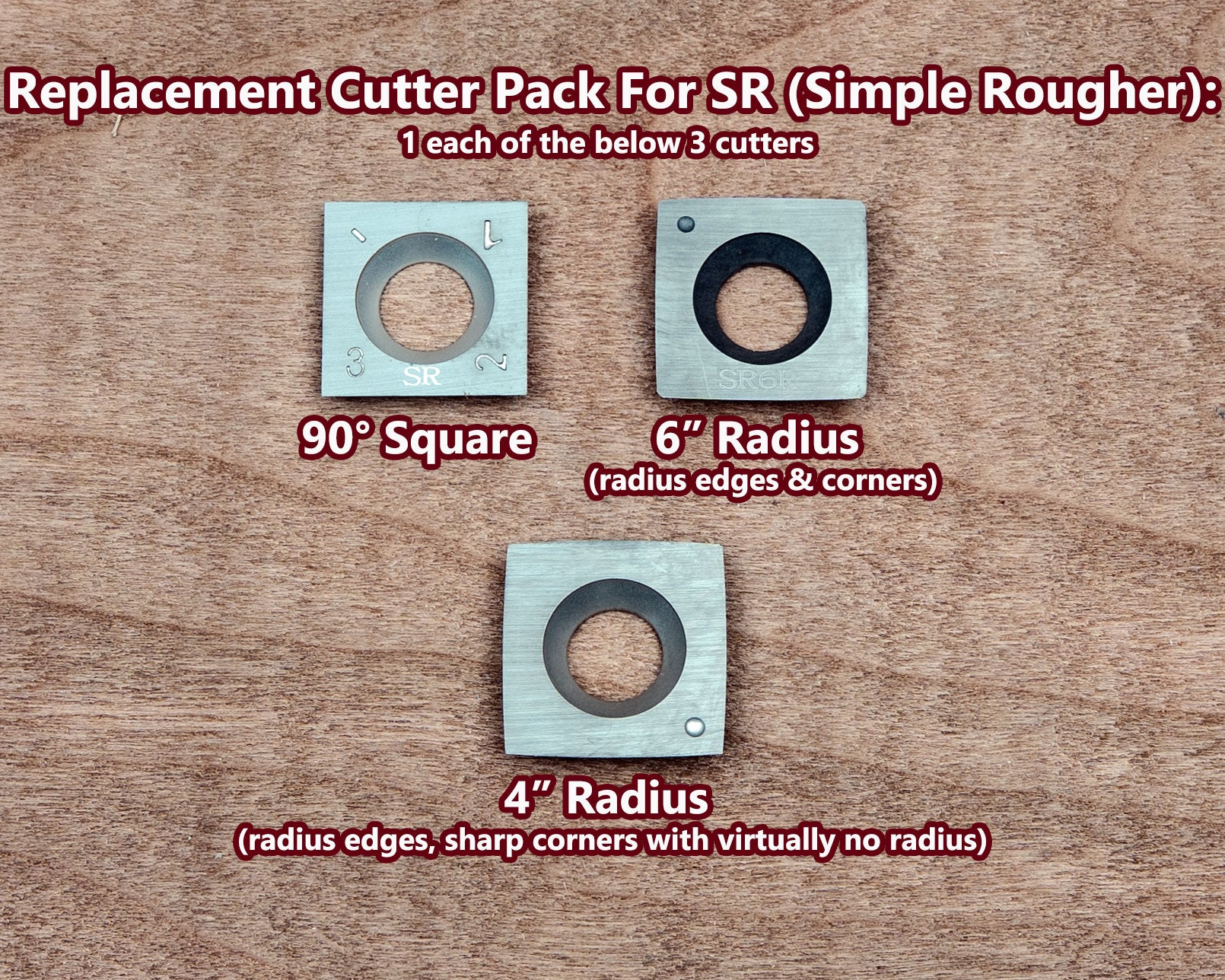 Cutter Pack of 3 for tool engraved with SR -  Full Size Simple Rougher