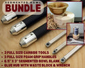 Turners Bundle with Carbide Tool Set, Segmented Bowl Blank, Glue Hub and Wrench