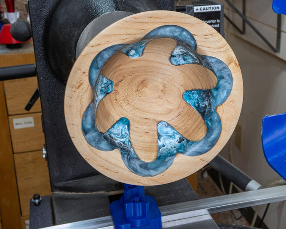 Maple Wood Bowl Turning Blank with Routered Groove for Epoxy Resin, 7" x 3"