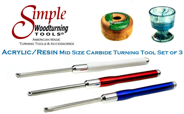 Acrylic Resin Roughing, Turning and Detailing 3 Tool Set - Mid Size 19" Overall