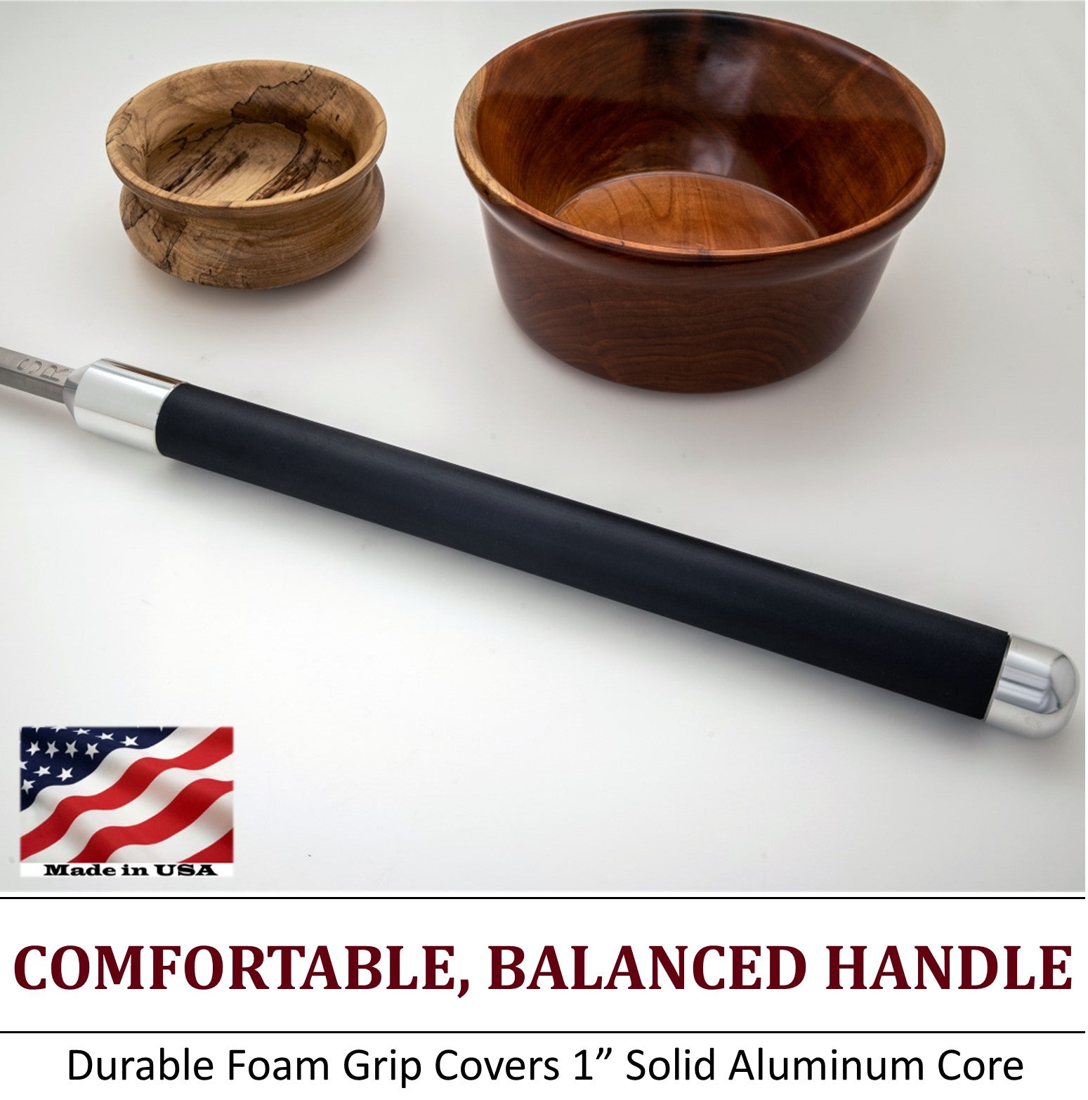 AT05 Carbide Wood Turning Tool Set - 5pc With Round, Square & Diamond Inserts & Wood Handles