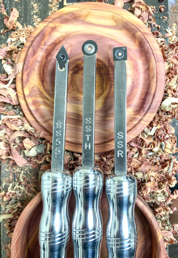 3 Mini Carbide Tools - Rougher, Hollower, Detailer with 3 Handles - 12" Overall
