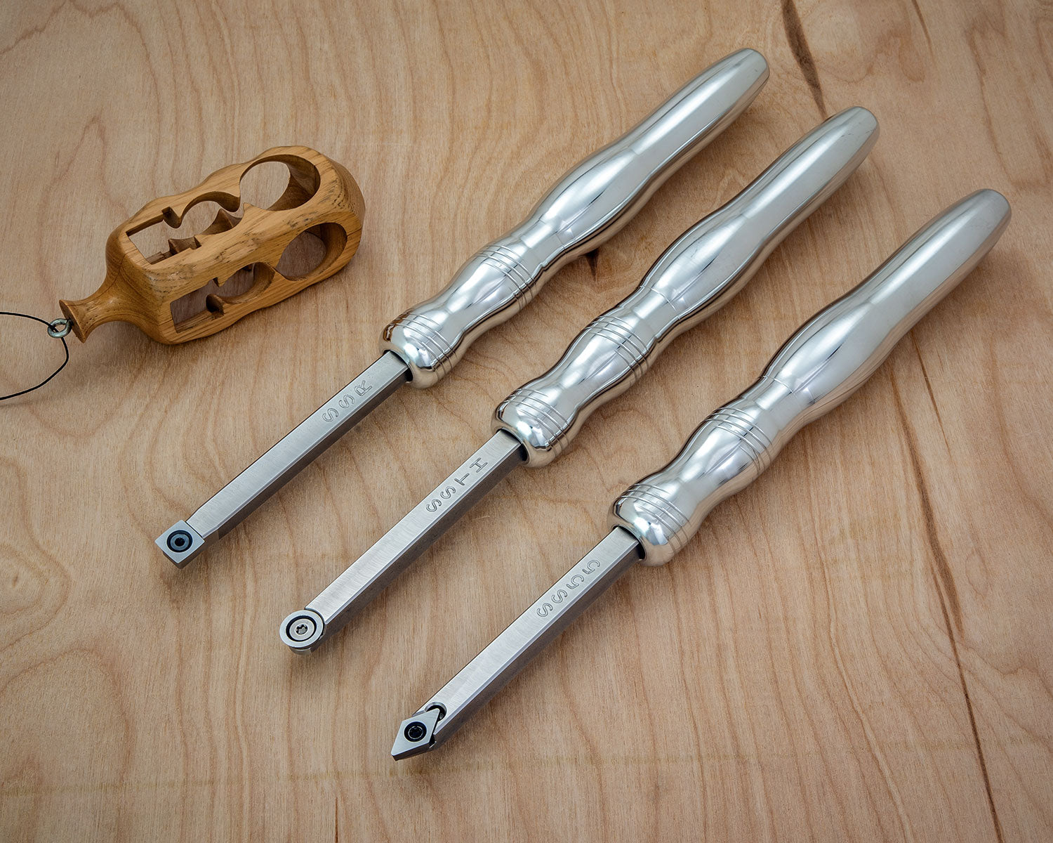 3 Mini Carbide Tools - Rougher, Hollower, Detailer with 3 Handles - 12" Overall